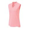 BASUDAM Women's Sleeveless Golf Polo Shirts V-Neck Collarless Tennis Running T-Shirts Quick Dry Pink S view 1