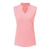 BASUDAM Women's Sleeveless Golf Polo Shirts V-Neck Collarless Tennis Running T-Shirts Quick Dry Pink S view 2