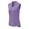 BASUDAM Women's Sleeveless Golf Polo Shirts V-Neck Collarless Tennis Running T-Shirts Quick Dry Purple S view 1