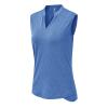 BASUDAM Women's Sleeveless Golf Polo Shirts V-Neck Collarless Tennis Running T-Shirts Quick Dry Dark Blue XS view 1