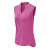 BASUDAM Women's Sleeveless Golf Polo Shirts V-Neck Collarless Tennis Running T-Shirts Quick Dry Dark Rose L view 1