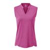 BASUDAM Women's Sleeveless Golf Polo Shirts V-Neck Collarless Tennis Running T-Shirts Quick Dry Dark Rose L view 2