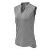 BASUDAM Women's Sleeveless Golf Polo Shirts V-Neck Collarless Tennis Running T-Shirts Quick Dry Dark Grey XL view 1