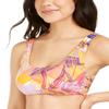 Hula Honey Juniors' Palm Printed Side-Knot Bralette Bikini Top (Turmeric Multi, X-Small) view 1
