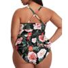 GTHTTT Women's 2 Piece Swimwear High Waisted Plus Size Swimsuits Floral Beach Bikini,Black,XXLarge view 4