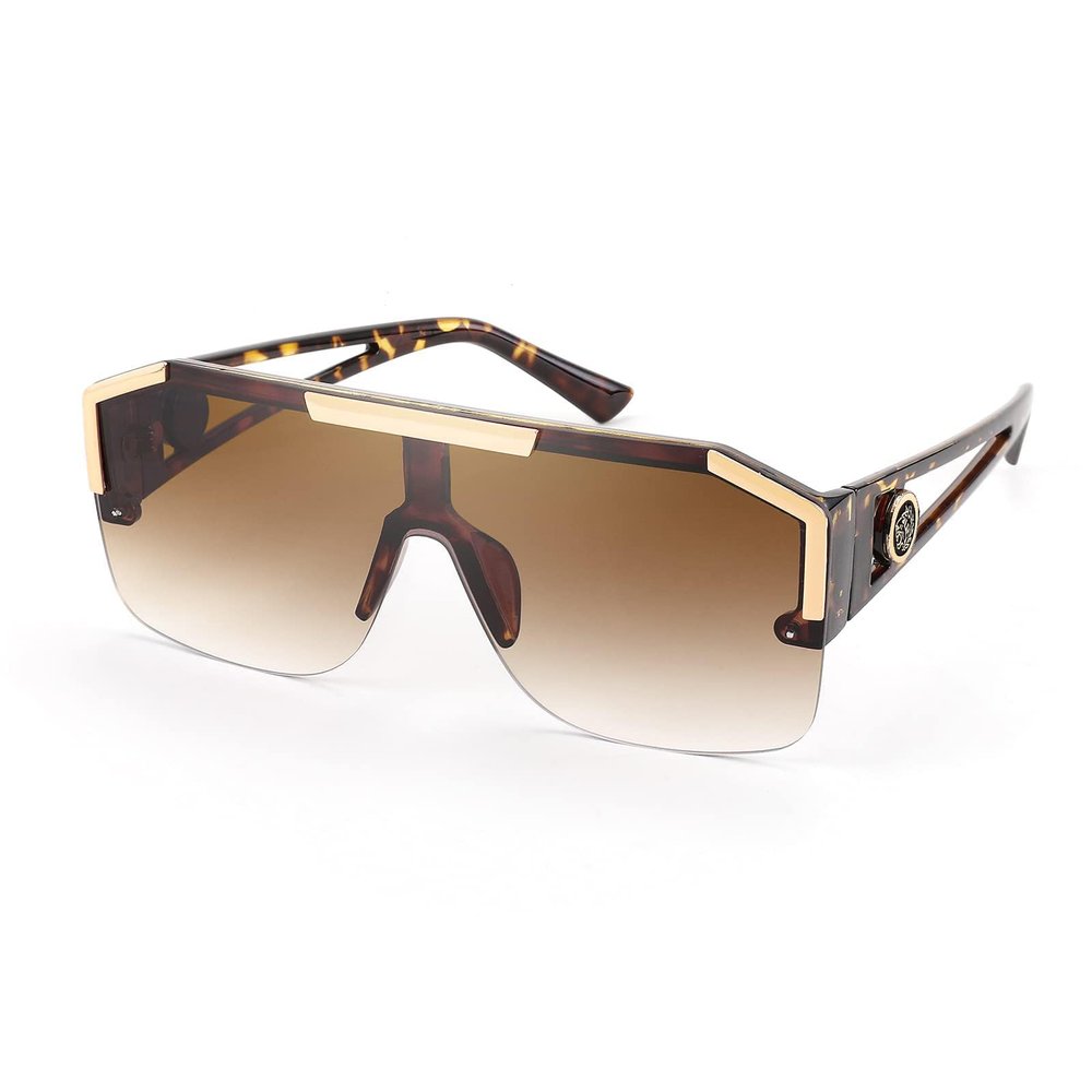 FEISEDY Square Oversized Sunglasses for Men Women, Flat Top Shield One Piece Lens Sun Glasses Shades B2765