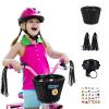 Boao Kid's Bicycle Basket Streamers Set, Unicorn Children's Bike Handlebar Wicker Basket Bike Streamers Bell and Stickers,Bike Basket Front Decoration for Girls (Black) view 2
