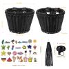 Boao Kid's Bicycle Basket Streamers Set, Unicorn Children's Bike Handlebar Wicker Basket Bike Streamers Bell and Stickers,Bike Basket Front Decoration for Girls (Black) view 3