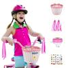 Boao Kid's Bicycle Basket Streamers Set, Unicorn Children's Bike Handlebar Wicker Basket Bike Streamers Bell and Stickers,Bike Basket Front Decoration for Girls (White and Pink) view 2