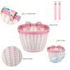 Boao Kid's Bicycle Basket Streamers Set, Unicorn Children's Bike Handlebar Wicker Basket Bike Streamers Bell and Stickers,Bike Basket Front Decoration for Girls (White and Pink) view 4