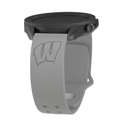 Affinity Bands Wisconsin Badgers Engraved Silicone Sport Band Compatible with Samsung Galaxy Watch and More (22mm Gray)