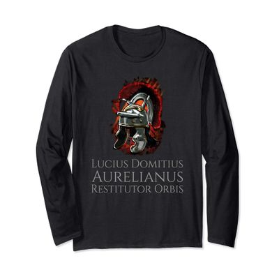 Ancient Roman Legionary Helmet - Aurelian - Restitutor Orbis Long Sleeve T-Shirt