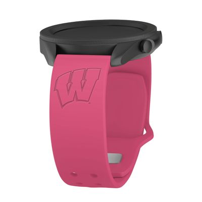 Affinity Bands Wisconsin Badgers Engraved Silicone Sport Band Compatible with Samsung Galaxy Watch and More (20mm Pink)