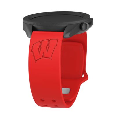 Affinity Bands Wisconsin Badgers Engraved Silicone Sport Band Compatible with Samsung Galaxy Watch and More (20mm Red)