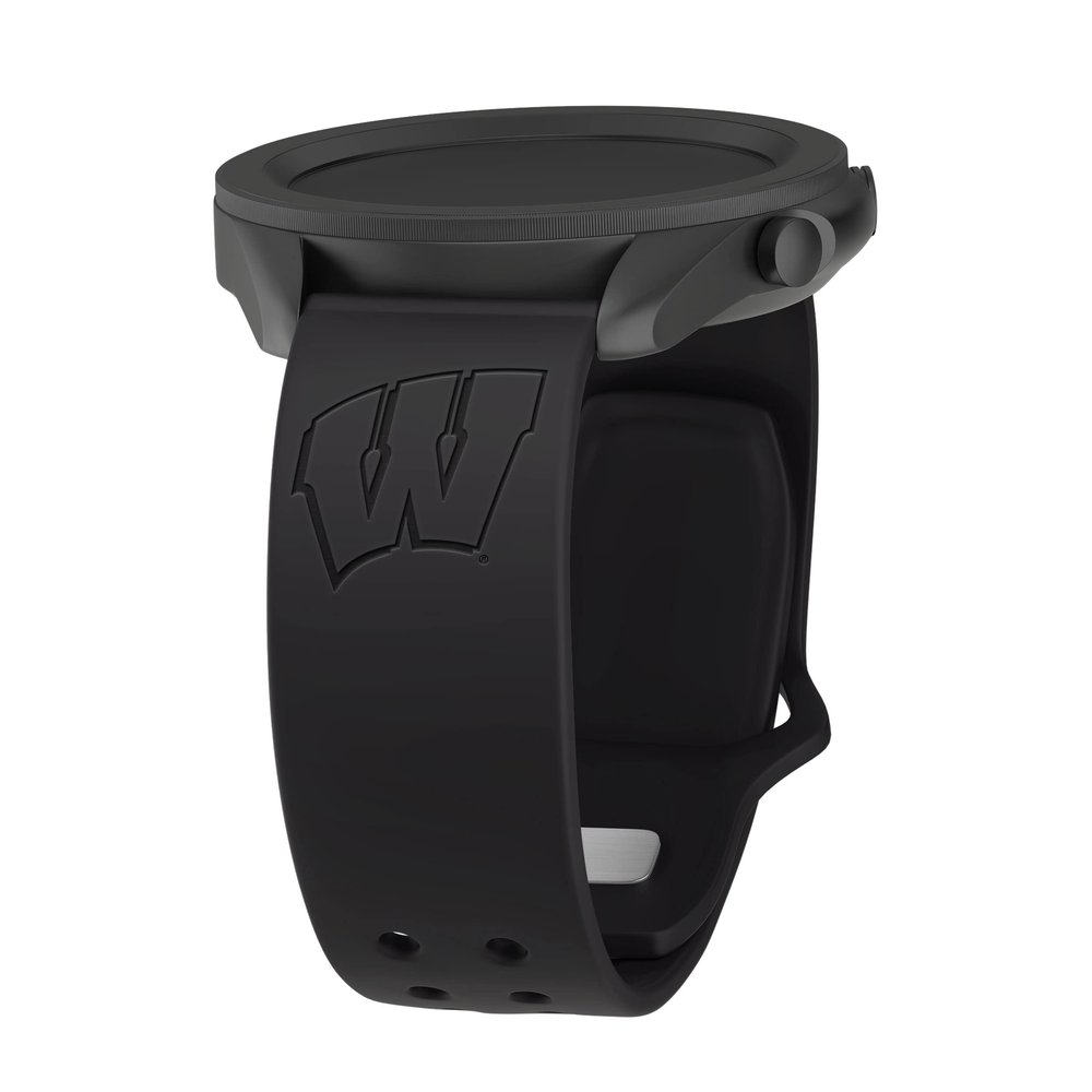 Affinity Bands Wisconsin Badgers Engraved Silicone Sport Band Compatible with Samsung Galaxy Watch and More (20mm Black)