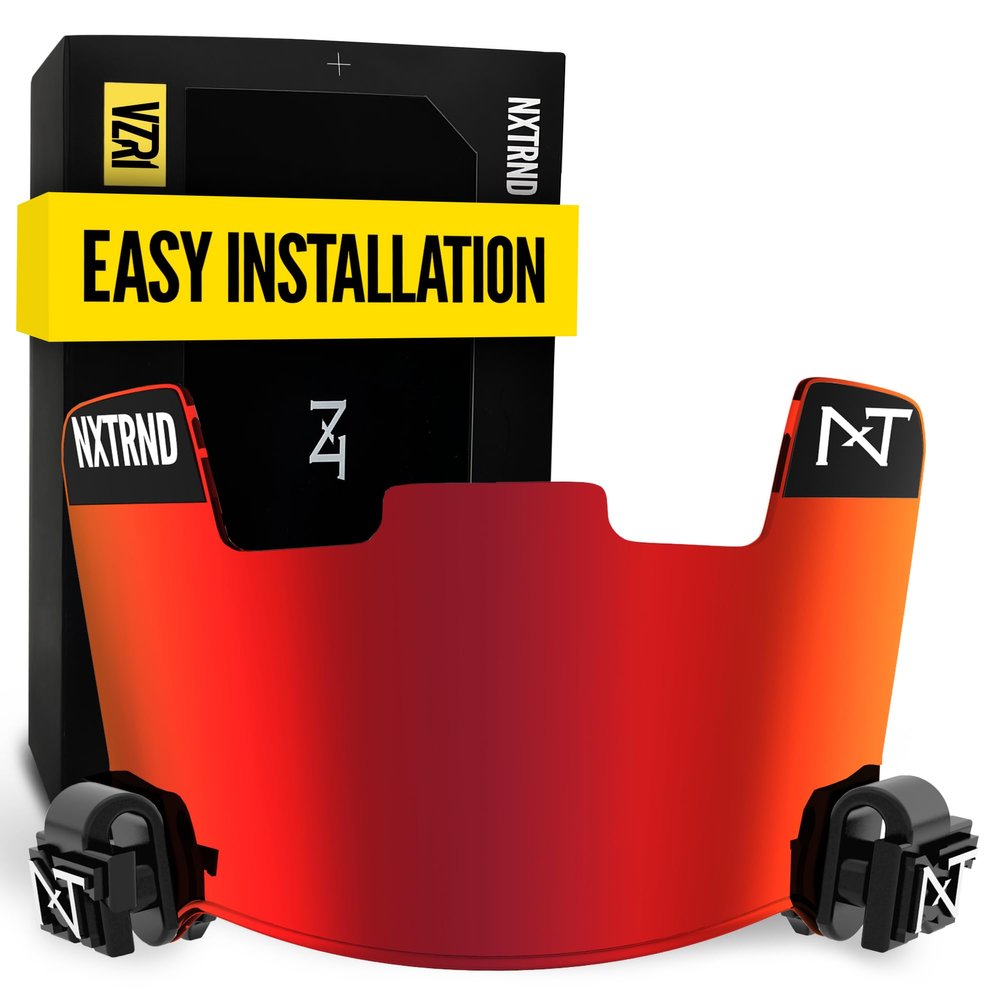 Nxtrnd VZR1 Football Visor, Flat Lens Technology, Fits Adult & Youth Football Helmets (Red)