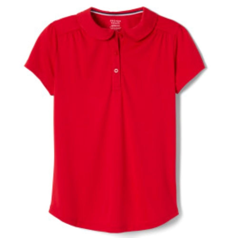 French Toast Girls' Short Sleeve Moisture Wicking Sport Polo, Red, XL (14/16)