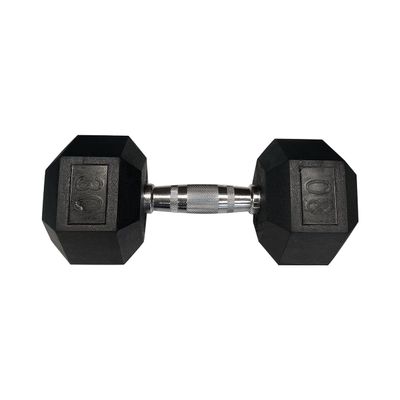 GYMENIST Single Hex Rubber Dumbbell with Metal Handles Exercise Heavy Dumbbell Workout Weights Sold As Singles (40-LB Single), Black