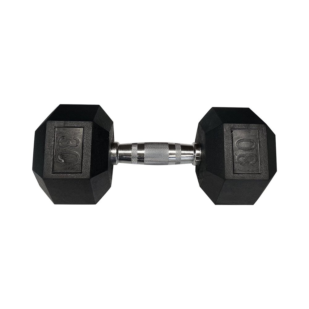 GYMENIST Single Hex Rubber Dumbbell with Metal Handles Exercise Heavy Dumbbell Workout Weights Sold As Singles (40-LB Single), Black