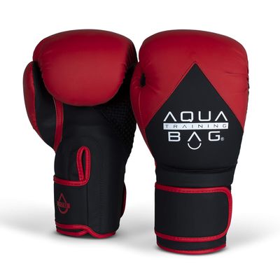 Aqua Training Bag 16 oz. Red/Black Flow Boxing Glove with Synthetic Leather Material, Pre-Curved Natural Fit, Moisture-Wicking Lining, Mesh Palms - 2020329734