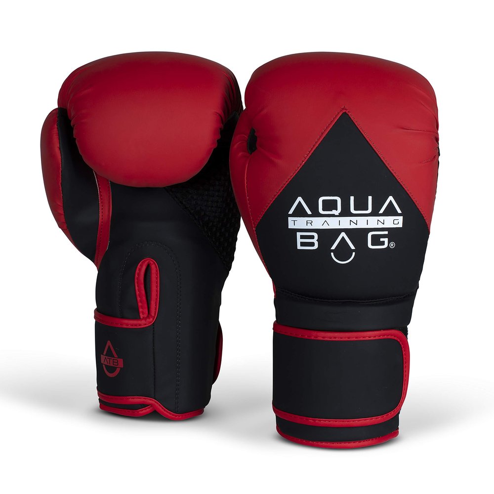 Aqua Training Bag 16 oz. Red/Black Flow Boxing Glove with Synthetic Leather Material, Pre-Curved Natural Fit, Moisture-Wicking Lining, Mesh Palms - 2020329734