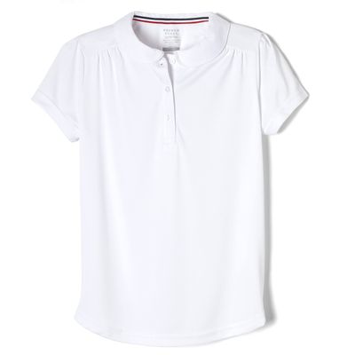 French Toast Girls' Short Sleeve Moisture Wicking Sport Polo, White, XXL (18/20)