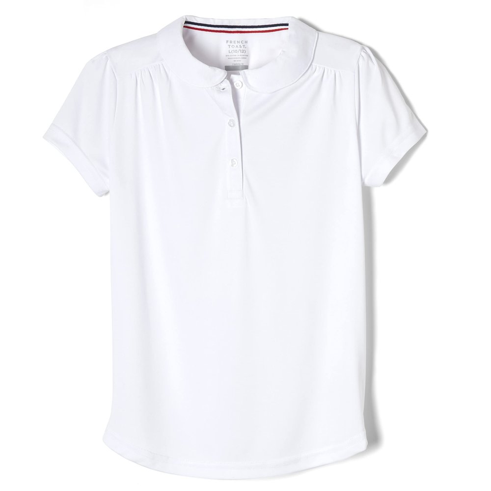 French Toast Girls' Short Sleeve Moisture Wicking Sport Polo, White, XXL (18/20)