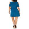 Star Vixen Women's Cutout Cold Shoulder Short Sleeve Faux Wrap Dress view 2