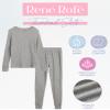 Rene Rofe Girls Thermal Underwear Set - 4 Piece Waffle Knit Long Sleeve Thermal Shirt and Long Johns Thermal Pants Set, Size 4T, Marina/Heather Grey Dots view 2