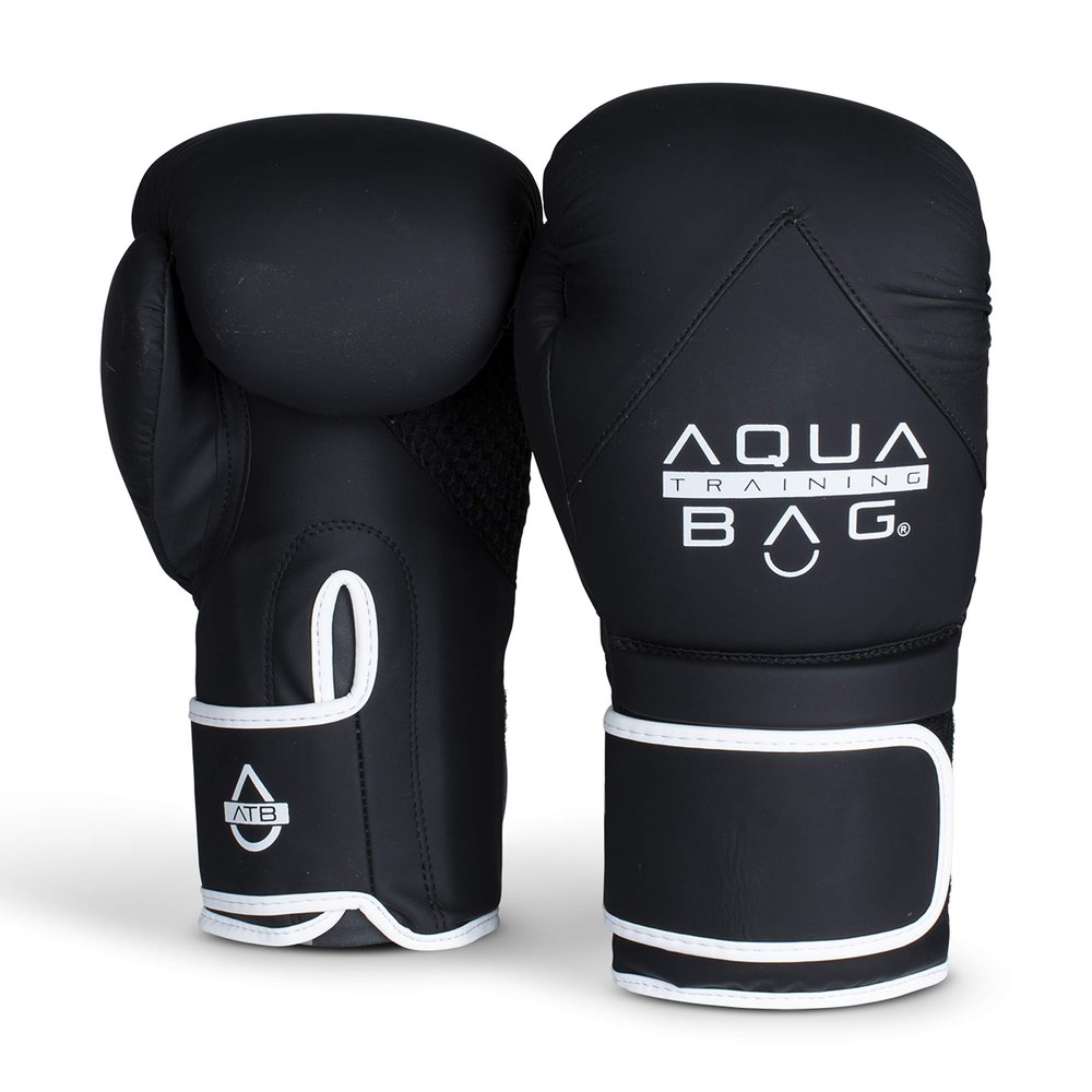 Aqua Training Bag 16 oz. Black Flow Boxing Glove with Synthetic Leather Material, Pre-Curved Natural Fit, Moisture-Wicking Lining, Mesh Palms - 2020329715