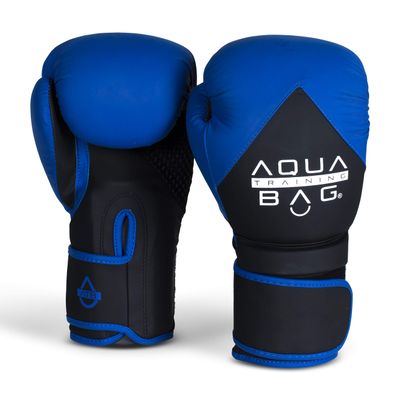 Aqua Training Bag 16 oz. Blue/Black Flow Boxing Glove with Synthetic Leather Material, Pre-Curved Natural Fit, Moisture-Wicking Lining, Mesh Palms - 2020329712