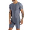 Yeeye Men's One Piece Wrestling Singlet Leotard Front Zipper Boxer Shorts Bodysuit for Gymnastics Gray XX-Large view 1
