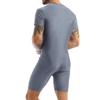 Yeeye Men's One Piece Wrestling Singlet Leotard Front Zipper Boxer Shorts Bodysuit for Gymnastics Gray XX-Large view 3