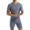 Yeeye Men's One Piece Wrestling Singlet Leotard Front Zipper Boxer Shorts Bodysuit for Gymnastics Gray XX-Large view 4