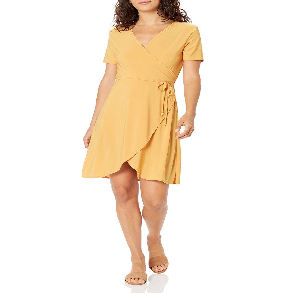 Star Vixen Women's Petite Short Sleeve Ballerina Wrap Dress