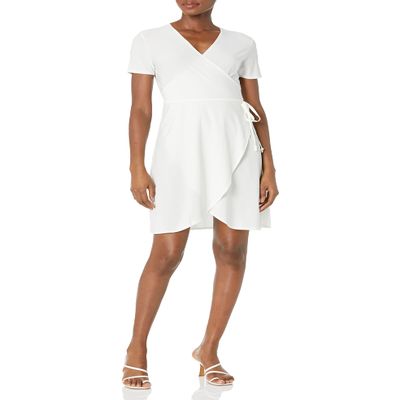 Star Vixen Women's Plus-Size Short Sleeve Ballerina Wrap Dress