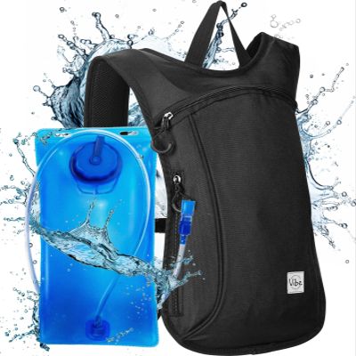 Vibe Hydration Pack Backpack with 2L Bladder for Women, Men, Teens, Kids - Sports, Outdoor, Running, Camping, Hiking, Festivals, Raves (Black)