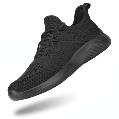 Rospick Walking Shoes for Men Slip On Men's Sneakers, Fashion Lightweight Breathable Running Shoes Sport Athletic Tennis Shoes, 01-All Black 12.5