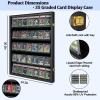 35 Graded Sports Card Display Case - Baseball Card Display Frame with UV Protection Clear View Lockable Wall Cabinet for Basketball Collectible Trading Card Black Finish view 2