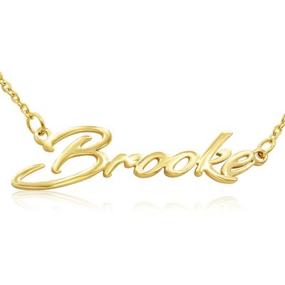 SuperJeweler Brooke Custom Name Necklace Personalized in Gold Tone, Custom Name Plate Pendant For Women, Personalized Name Necklace All Name Necklaces Available, 18 Inch Chain