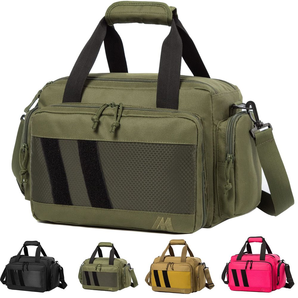 MERALIAN Range Bag Gun Case Bag Deluxe Middle Size,Tactical 2-Pistol Bag Handgun Duffle Bag with Lockable Zipper for Shooting Range.