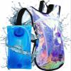 Vibe Hydration Pack Backpack with 2L Bladder for Women, Men, Teens, Kids - Sports, Outdoor, Running, Camping, Hiking, Festivals, Raves (Gold Pink Holographic) view 1