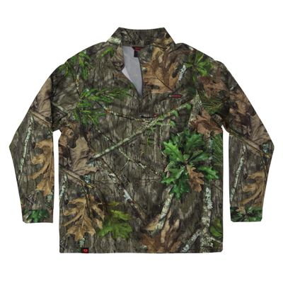 Mossy Oak Men's Hunting Shirts Lightweight Camo Tibbee Tech Stretch Quarter Zip
