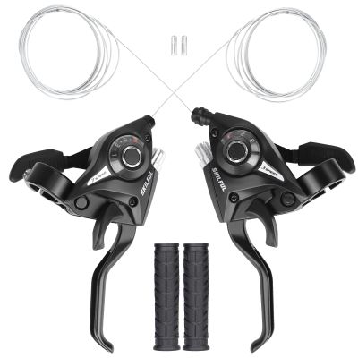 ZUKKA Bicycle Shifter 21 Speed Bicycle Brake Levers Shifter Lever 3 x 7 Speed with Gear Indicator and V Brake Cable Left and Right Shifter Mountain Bike Kids Bike Tricycle Shifter with Grips(Pair)