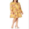 Star Vixen Petite Women's Long Slit and Tacked Sleeve Elastic Waist Keyhole Tiefront Ity Knit Peasant Dress, FLRLMUT, PS view 1