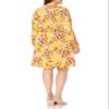Star Vixen Petite Women's Long Slit and Tacked Sleeve Elastic Waist Keyhole Tiefront Ity Knit Peasant Dress, FLRLMUT, PS view 2