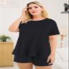 Celkuser Women's Plus Size 2-Piece Pajama Set Comfy Loungewear with Pockets Soft & Cozy Sleepwear for Women (109black 2XL) view 3