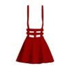 ZHANCHTONG Women's Elastic Waist Pleated Short Braces Skirt Mini Suspender Skirt(Red,S) view 1