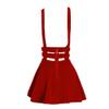 ZHANCHTONG Women's Elastic Waist Pleated Short Braces Skirt Mini Suspender Skirt(Red,S) view 2