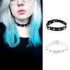 Aabellay 2PCS Choker Necklace PU Leather Goth Choker Collar with Rivet Spike Punk Rock Collar Adjustable Size Black and White view 2